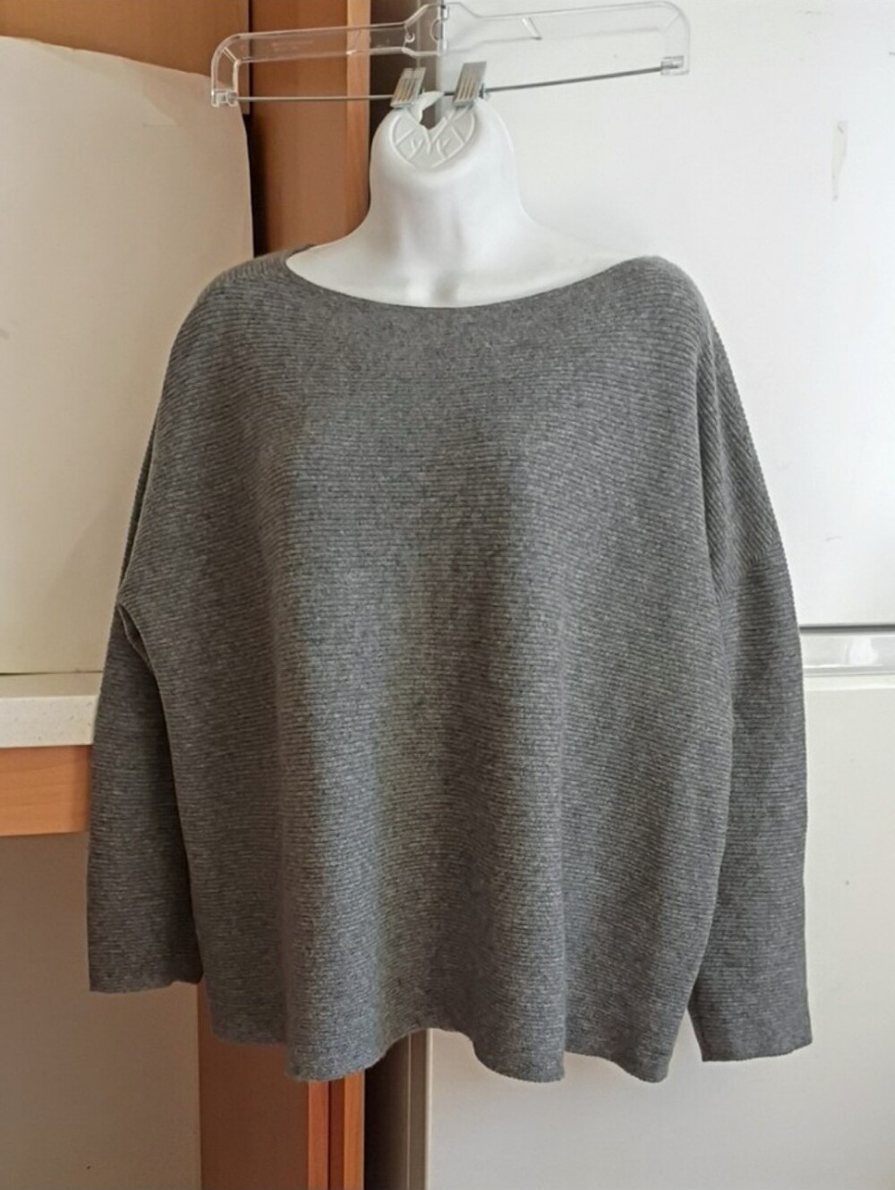 Cashmere 100% By Eileen Fisher Boat Neck Rib Knit Sweater sz L